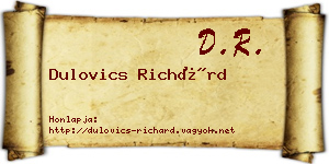 Dulovics Richárd névjegykártya